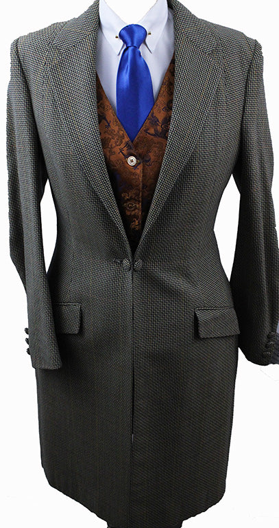 Day Coat Chavez Tan with Navy Houndstooth and Rust Windowpane