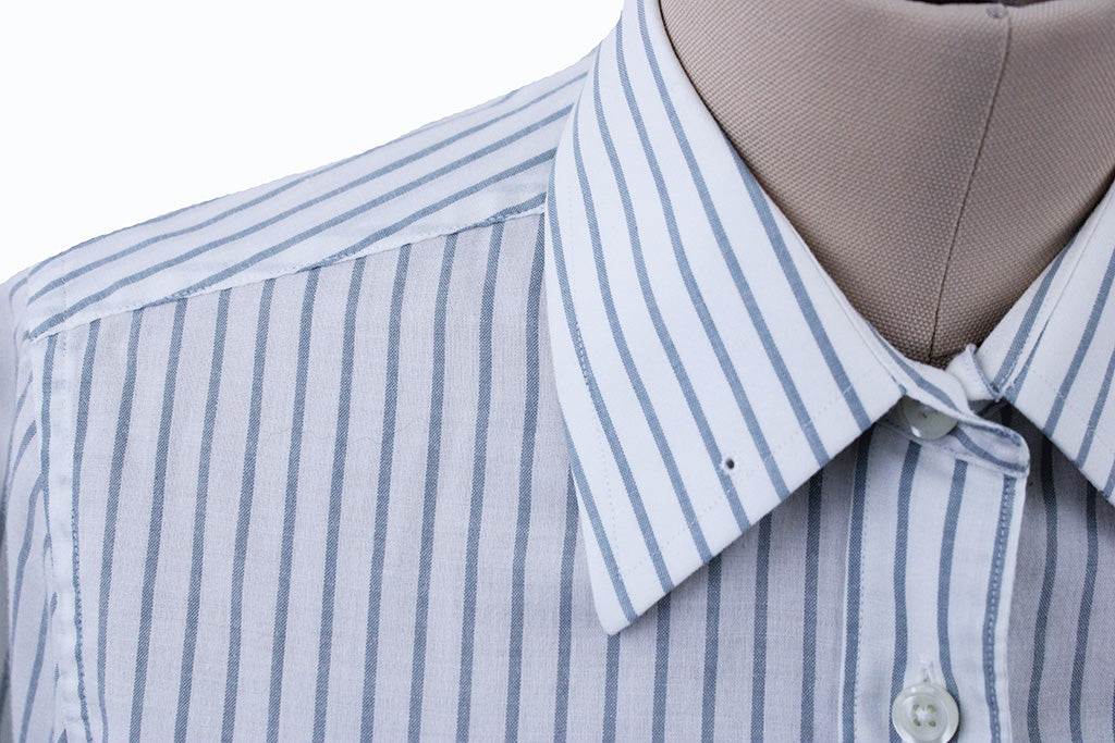 Shirt LeCheval White with Aqua Stripe