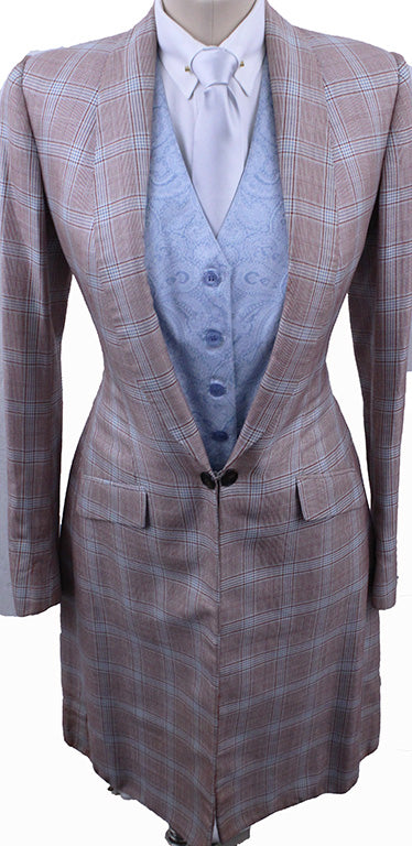 Day Coat Becker Brothers Coral and Light Blue Glenplaid