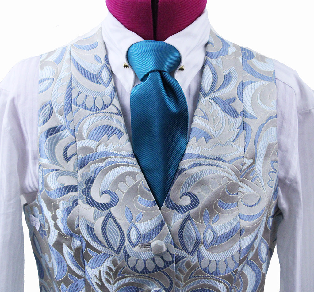 Brand New! Chavez Blue and Taupe Brocade