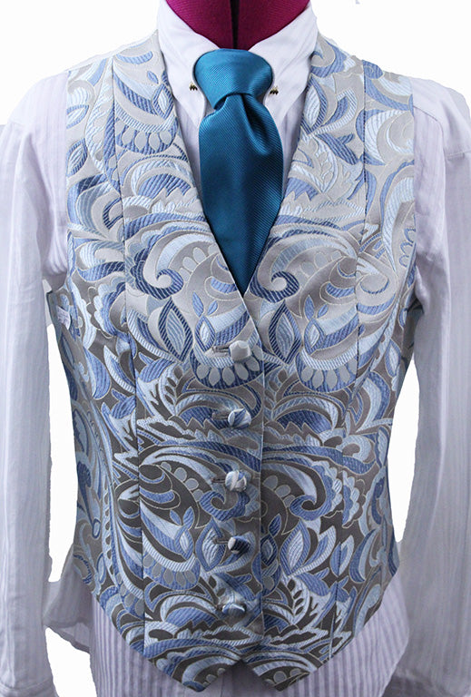 Brand New! Chavez Blue and Taupe Brocade