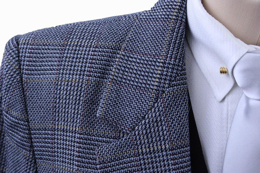 Day Coat Custom Navy with Gold and Maroon Windowpane
