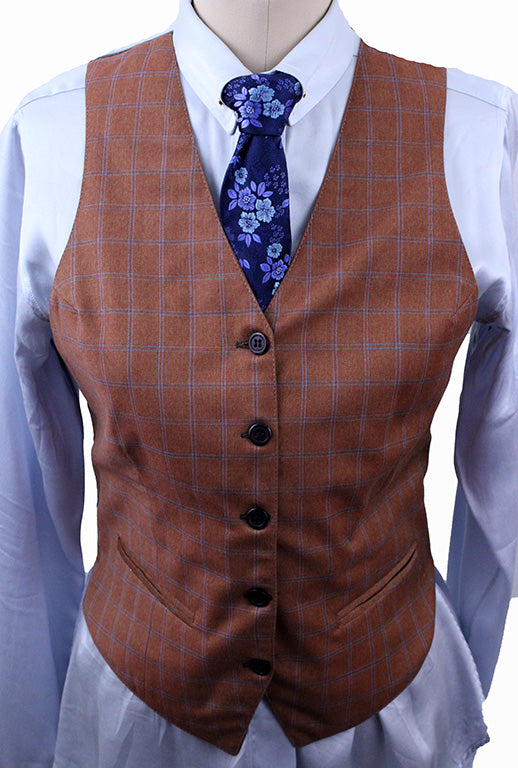 Vest Carl Meyers Salmon with Blue Windowpane