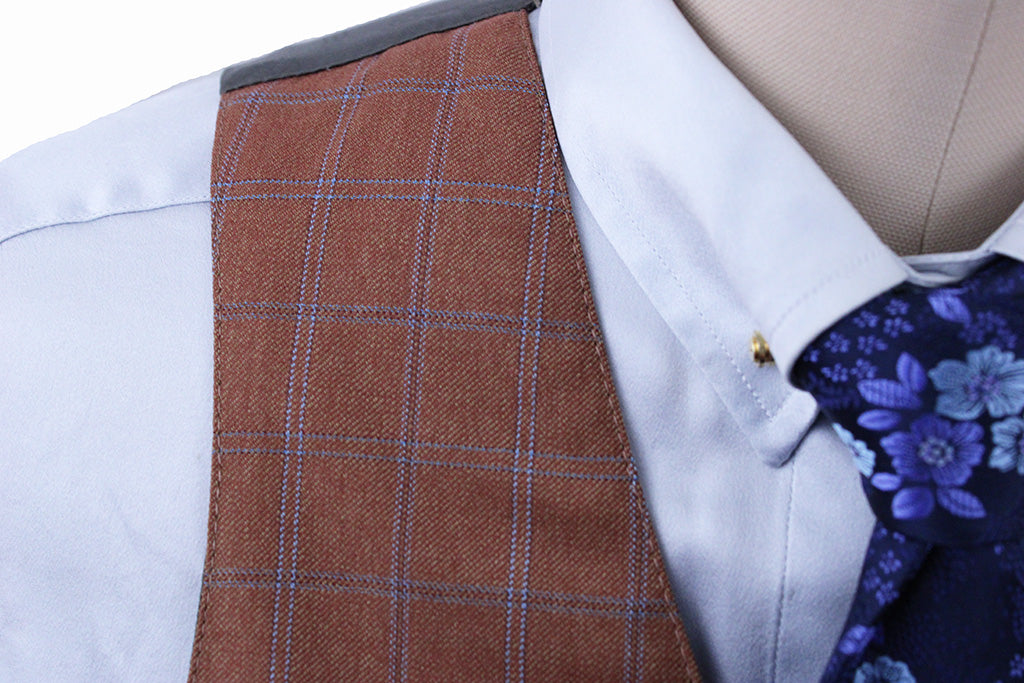 Vest Carl Meyers Salmon with Blue Windowpane