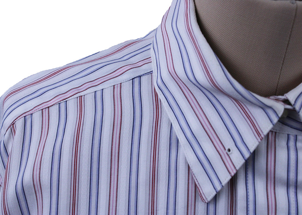 Shirt Becker Brothers White with Red and Blue Stripe