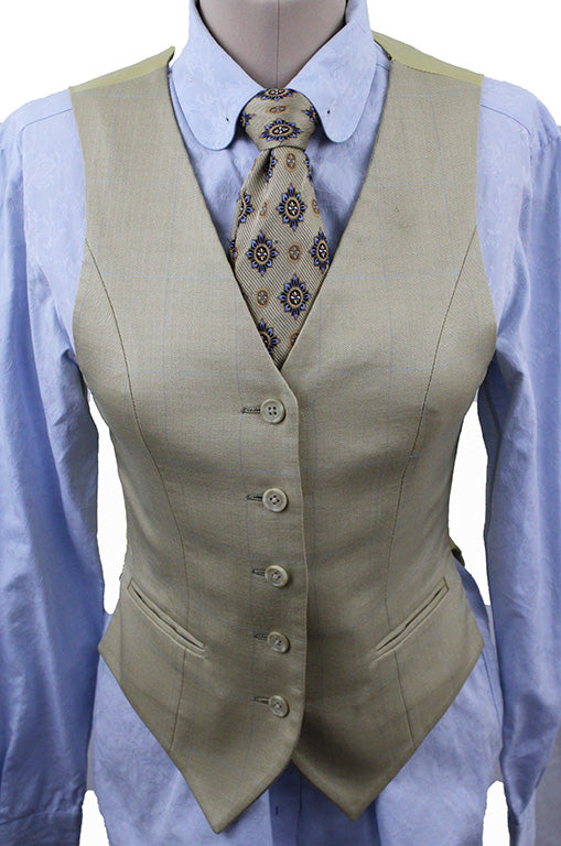 Vest Marsha DeArriaga Yellow and Blue Windowpane