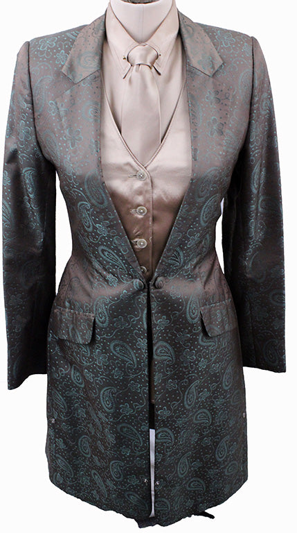 Day Coat Show Season Gold with Teal Brocade Sheen