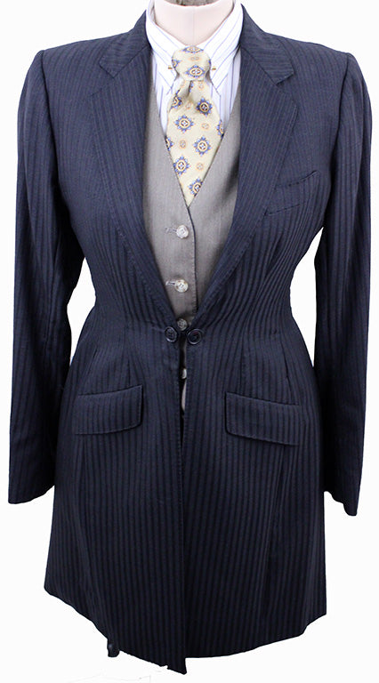 Men's Suit LeCheval Charcoal Shadow Stripe with Gold Pinstripe
