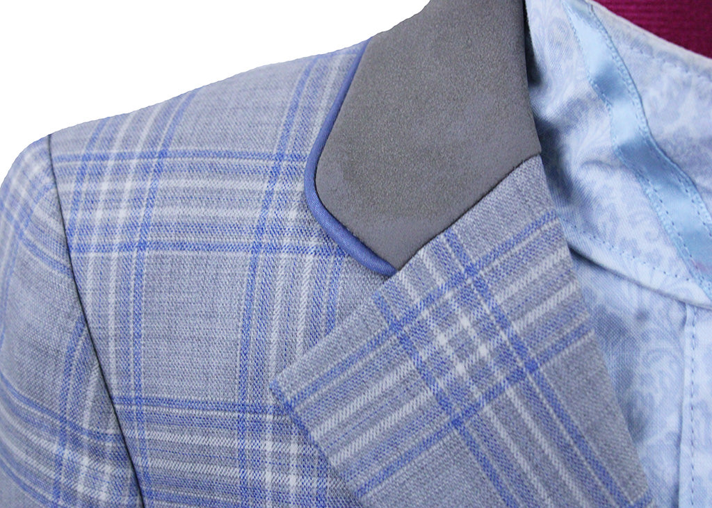 Hunt Coat Aldens Customs Light Grey and Blue Windowpane