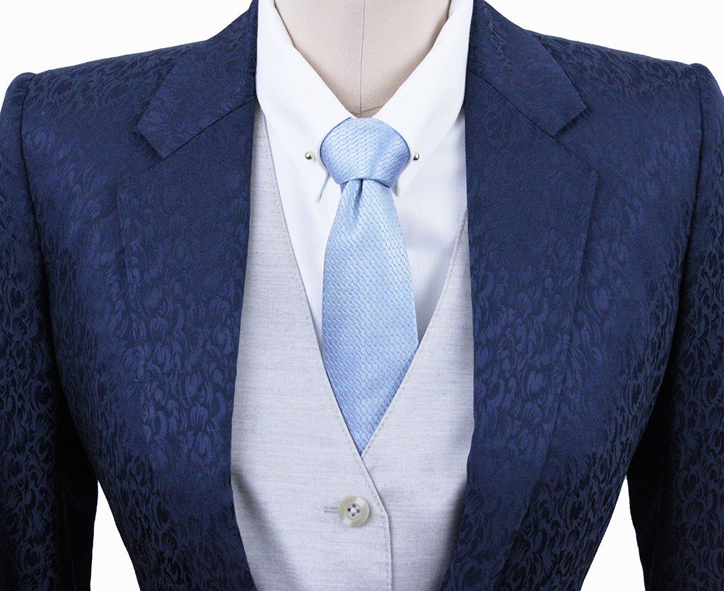 Day Coat Show Season Navy Paisley Brocade