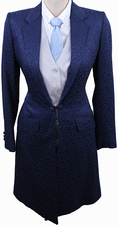 Day Coat Show Season Navy Paisley Brocade