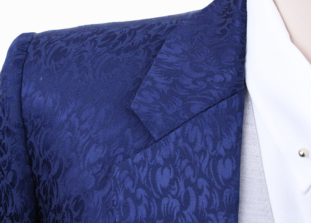Day Coat Show Season Navy Paisley Brocade