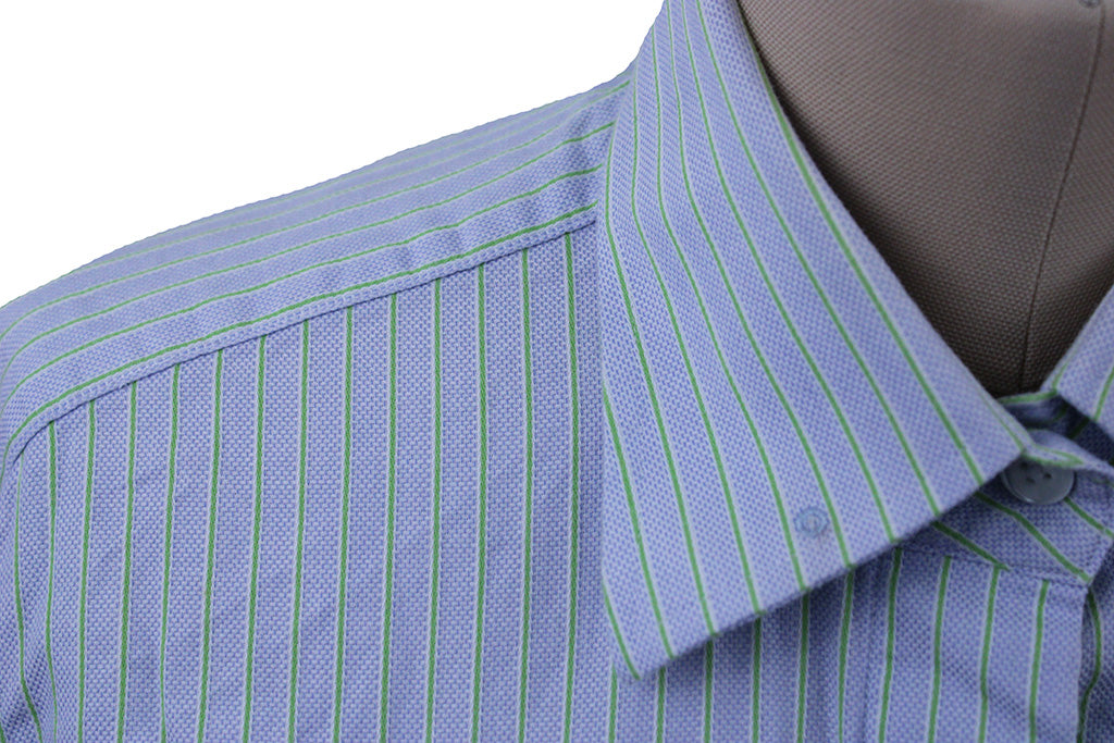 Shirt Issued By Ellie May Blue with Lime Stripe