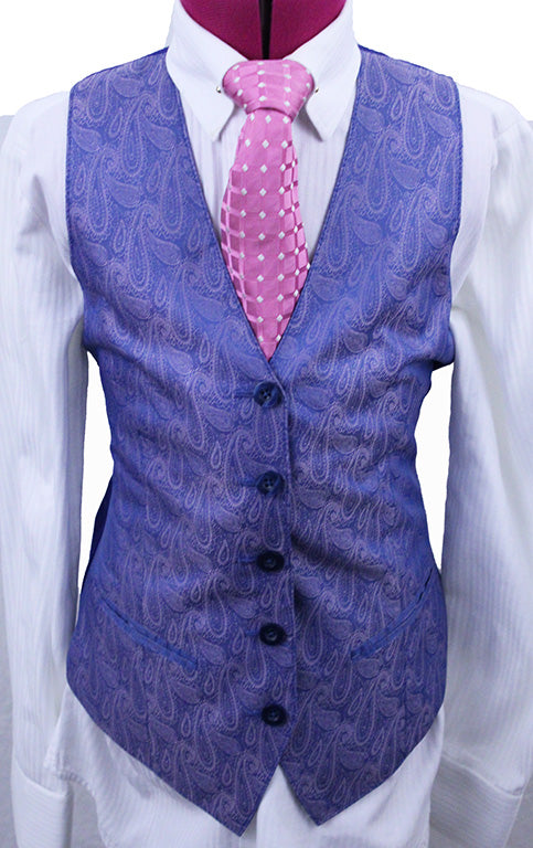 Vest Issued By Ellie May Blue and Pink Paisley