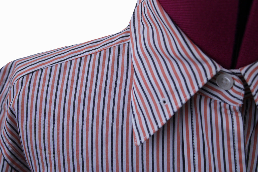 Shirt Becker Brothers White with Orange and Navy Stripe