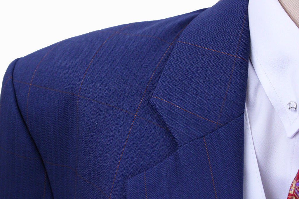 Day Suit Show Season Medium Blue with Orange Windowpane
