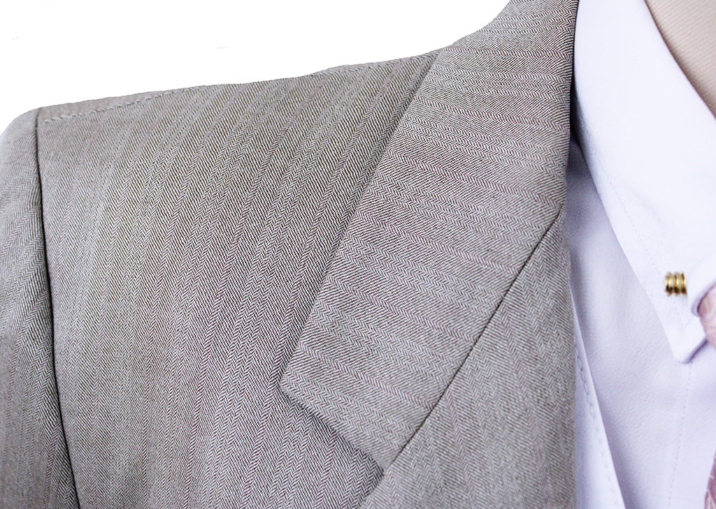 Day Suit Marsha DeArriaga Tan with Pink Pinstripe