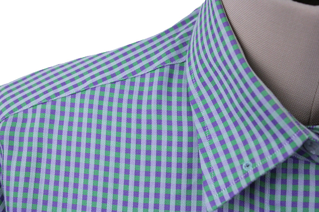 Shirt Issued By Ellie May Green and Purple Gingham