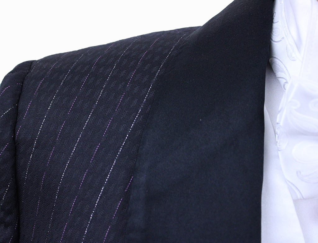 Formal Marsha DeArriaga Black Raindash with Silver and Lavender Metallic Threading