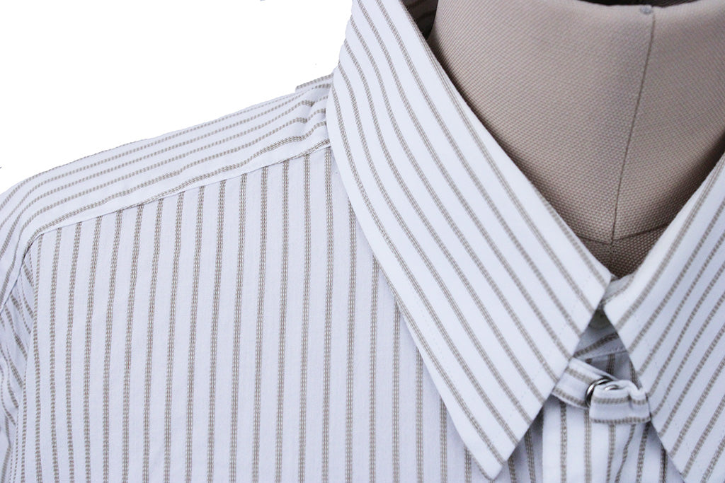 Shirt Custom Clothes Corp White with Gold Pinstripe