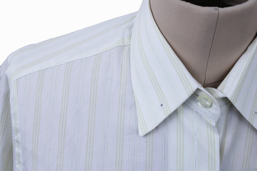 Shirt Show Season White with Yellow and Silver Glitter Pinstripe