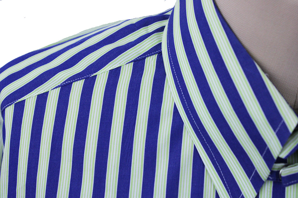 Shirt Custom Clothes Corp Blue and Lime Stripe