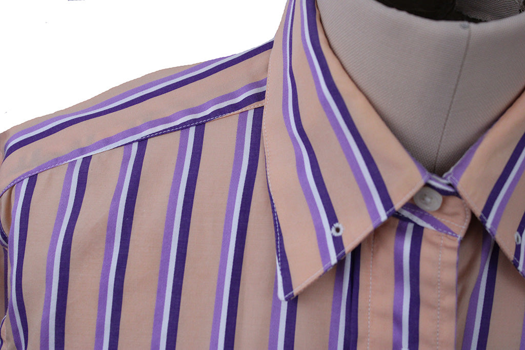Shirt Becker Brothers Tangerine with Purple and White Stripe