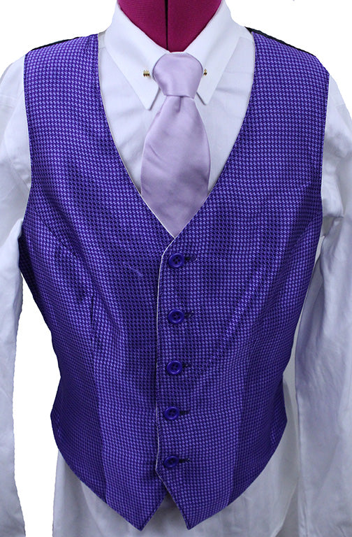 Vest Show Season Reversible Purple Geometric and White Paisley