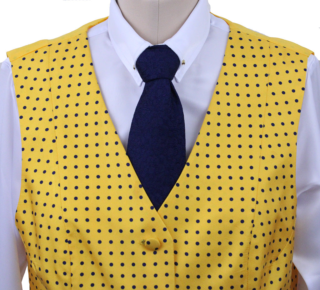 Vest Marsha DeArriaga Yellow with Navy Dot
