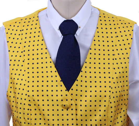 Vest Marsha DeArriaga Yellow with Navy Dot