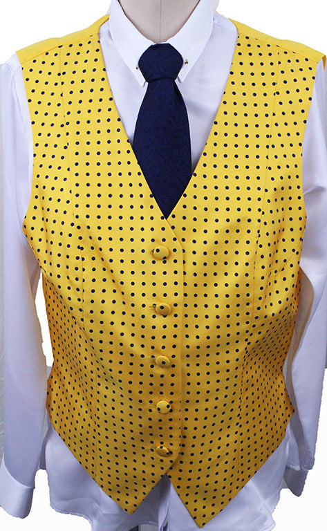 Vest Marsha DeArriaga Yellow with Navy Dot