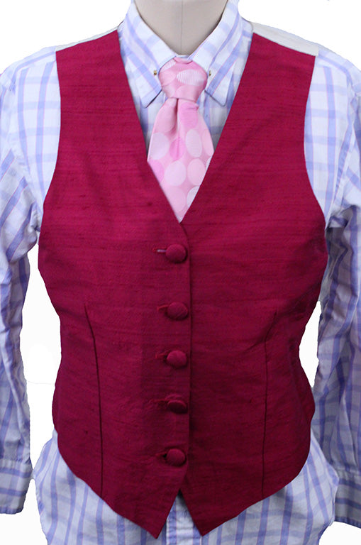 Vest Custom Magneta Pink Silk