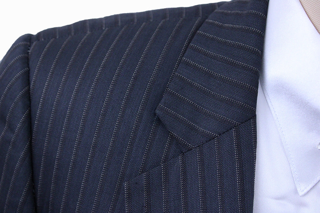 Day Suit DeRegnaucourt Steel with Merlot and Gold Dot Pinstripe