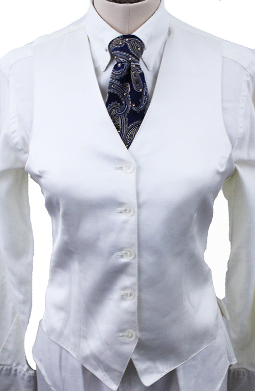Vest Hawkewood Ivory Thin Shadow Stripe Sheen