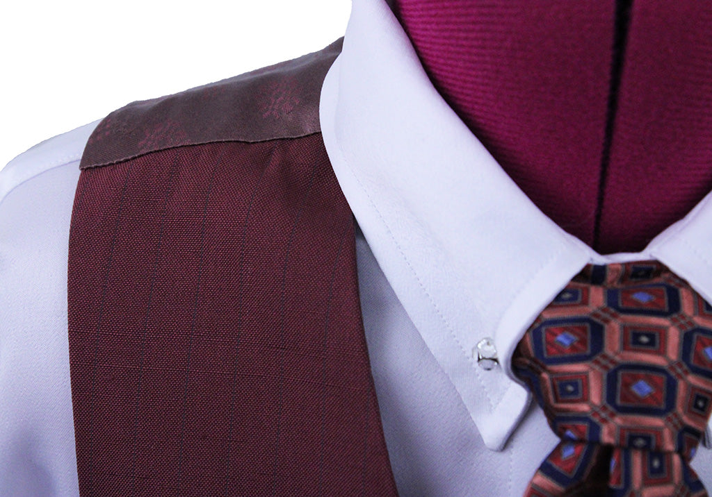 Vest Custom Maroon with Brown Pinstripe