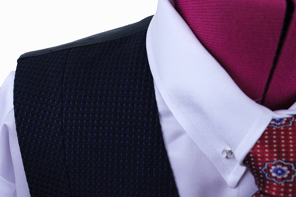 Vest Custom Navy Box Pindot