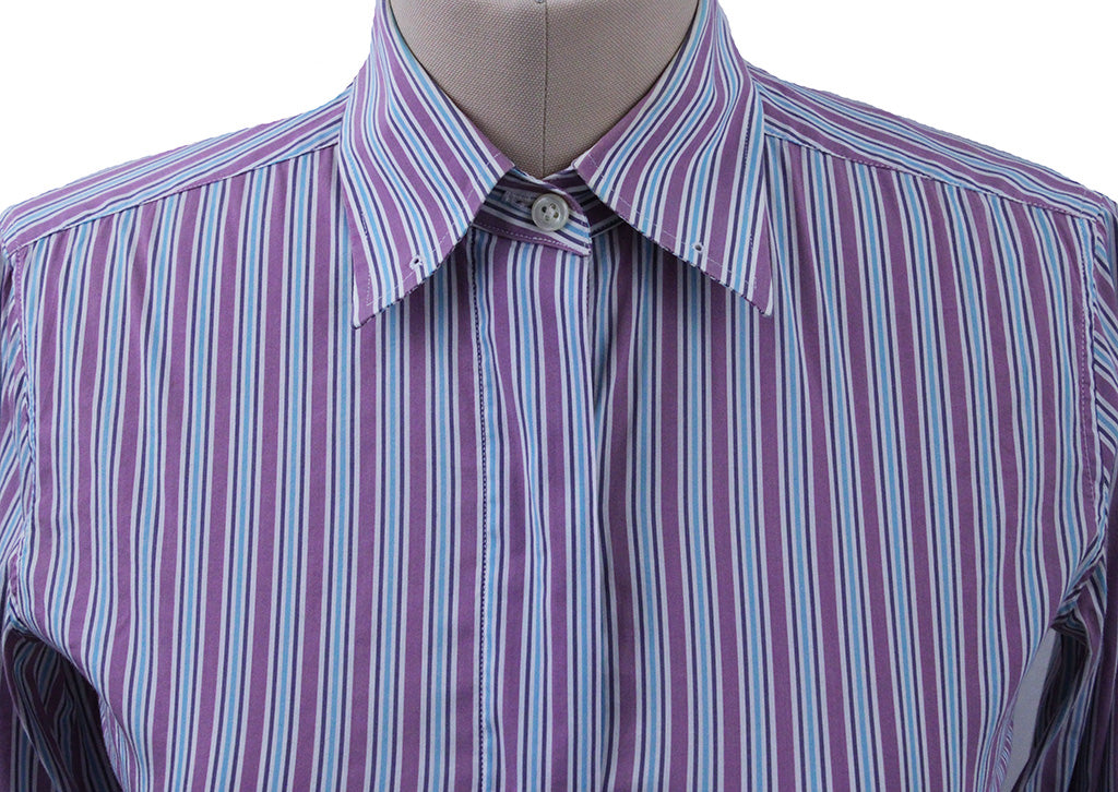 Shirt DeRegnaucourt Magenta and Aqua Stripe