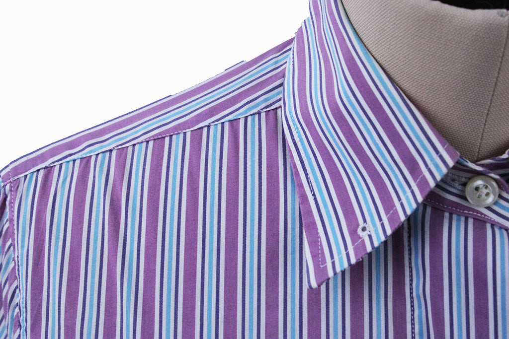 Shirt DeRegnaucourt Magenta and Aqua Stripe