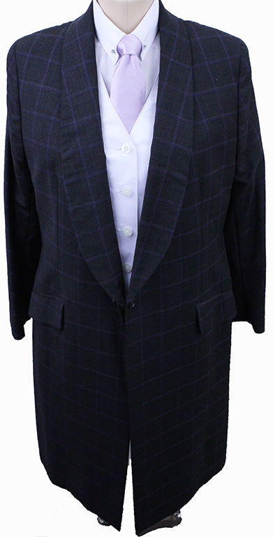 Day Coat Hawkewood Steel with Purple Windowpane