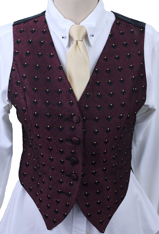 Vest Marsha DeArriaga Merlot with Black Diamond Brocade