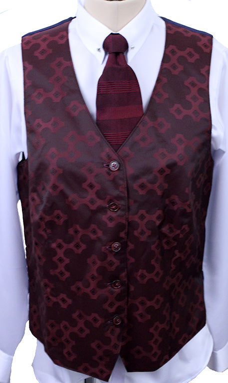Vest Show Season Merlot Geometric Brocade