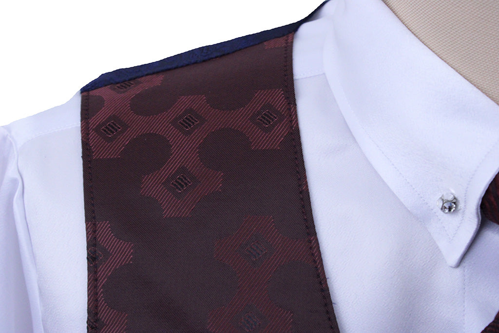 Vest Show Season Merlot Geometric Brocade