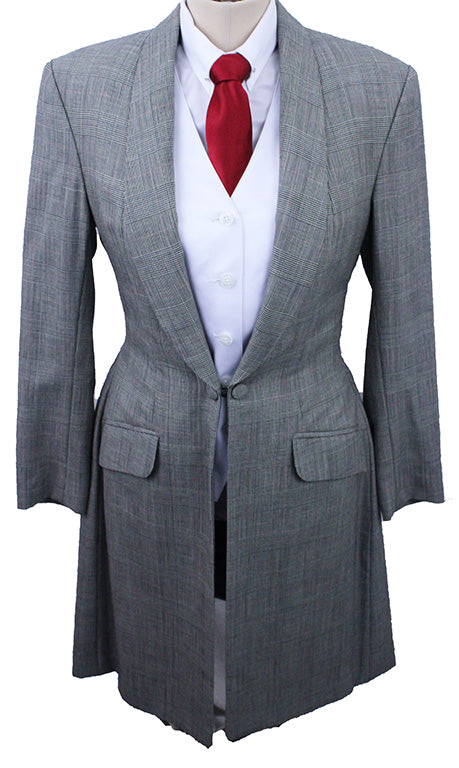 Day Coat Marsha DeArriaga Grey Glenplaid with Pink Windowpane