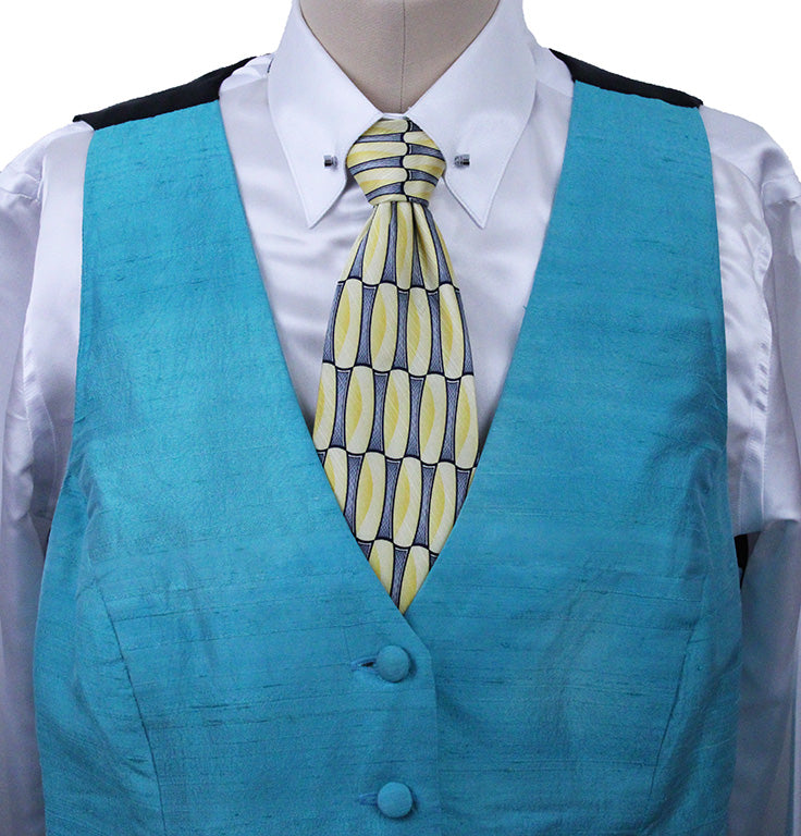Vest Custom Aqua Blue Silk