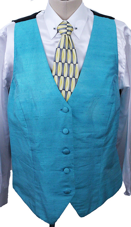 Vest Custom Aqua Blue Silk