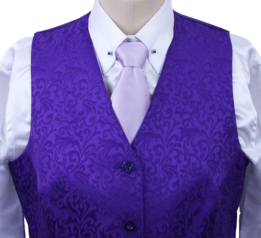 Vest Issued By Ellie May Purple Paisley Brocade