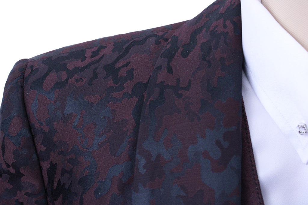 Day Coat Becker Brothers Maroon and Black Camo Sheen