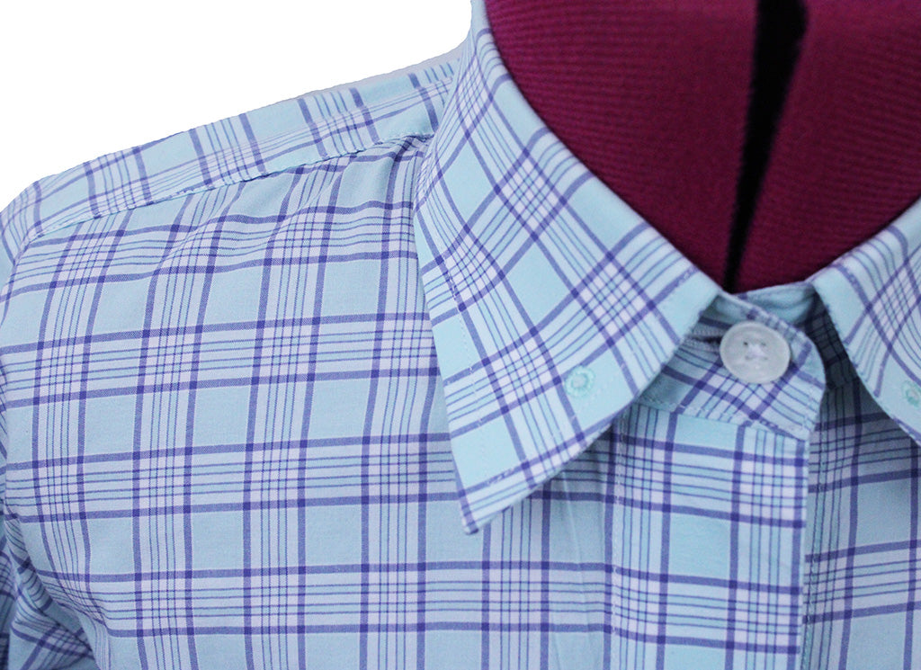 Shirt Issued By Ellie May Green with Purple Plaid