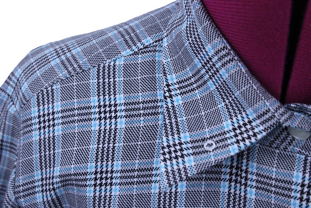 Shirt Issued By Ellie May Black with Aqua Glenplaid