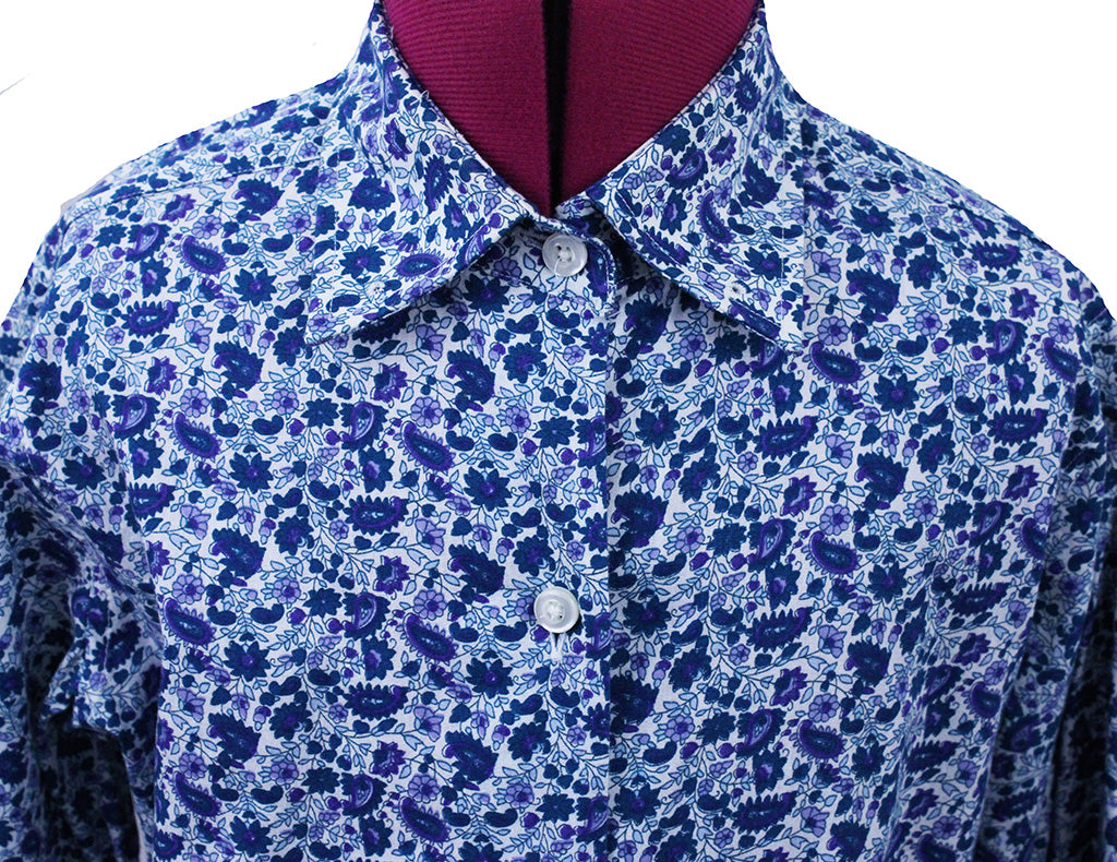 Shirt Show Season Blue and Purple Paisley